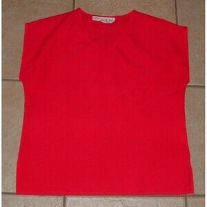 Bright Red Sz 8 Church Office Semi Sheer Shell Shirt LADY MANHATTAN